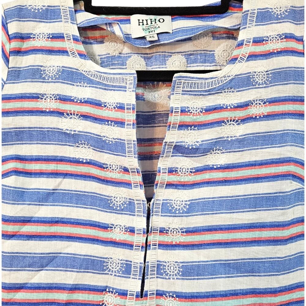 Hiho Rachel Dress Striped Print 100% Linen Size XS - Picture 4 of 8